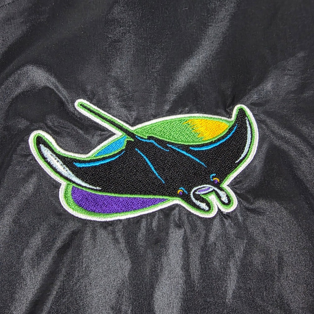 VTG‎ Starter Tampa Bay Devil Rays Windbreaker Mens XL Black Diamond Collection - Picture 4 of 11